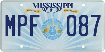 MS license plate MPF087