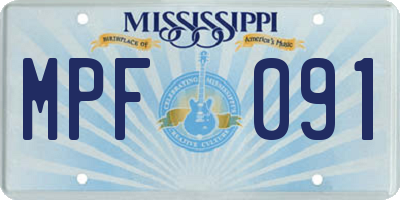 MS license plate MPF091