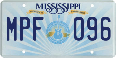 MS license plate MPF096