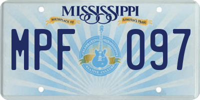 MS license plate MPF097
