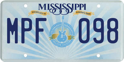 MS license plate MPF098