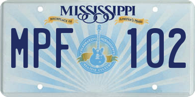 MS license plate MPF102