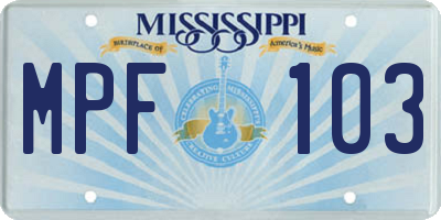 MS license plate MPF103
