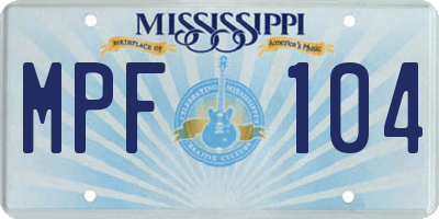 MS license plate MPF104