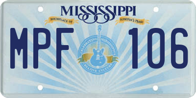 MS license plate MPF106