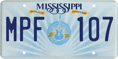 MS license plate MPF107