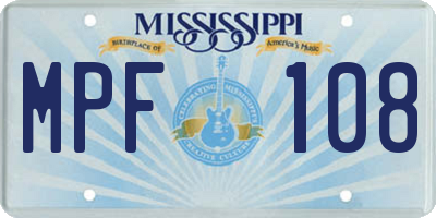 MS license plate MPF108