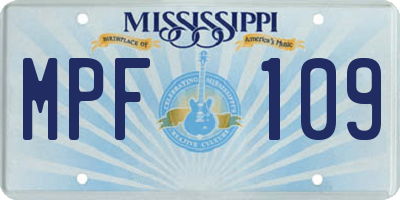 MS license plate MPF109