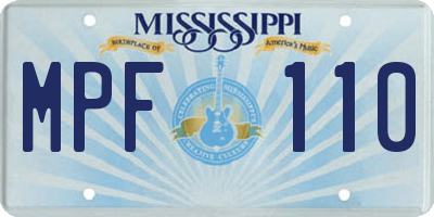 MS license plate MPF110