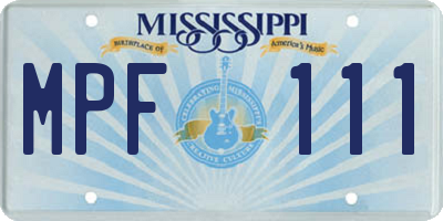 MS license plate MPF111