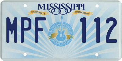 MS license plate MPF112
