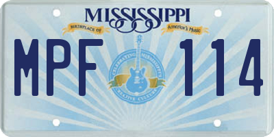 MS license plate MPF114