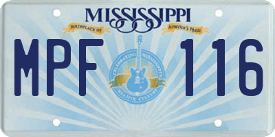 MS license plate MPF116