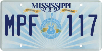 MS license plate MPF117
