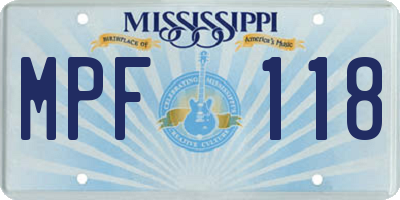 MS license plate MPF118