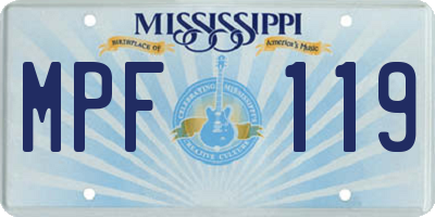 MS license plate MPF119