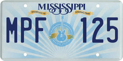 MS license plate MPF125