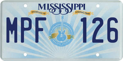 MS license plate MPF126