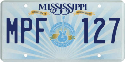 MS license plate MPF127