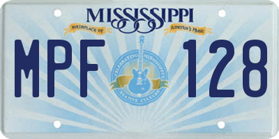 MS license plate MPF128