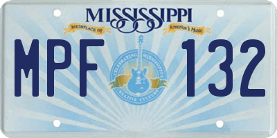 MS license plate MPF132