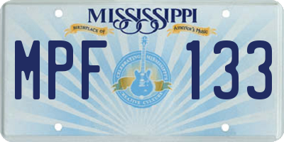MS license plate MPF133
