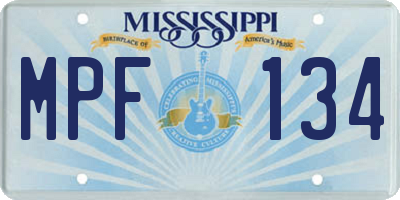 MS license plate MPF134