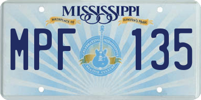 MS license plate MPF135