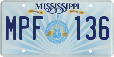 MS license plate MPF136