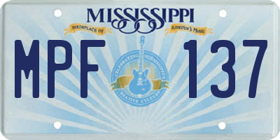 MS license plate MPF137