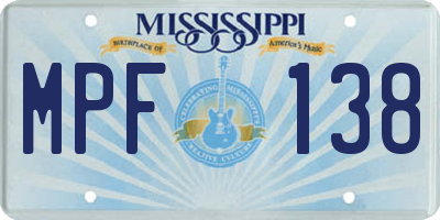 MS license plate MPF138