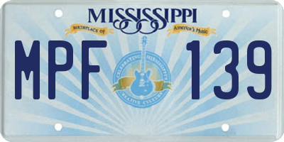 MS license plate MPF139