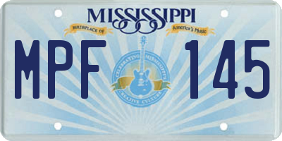 MS license plate MPF145