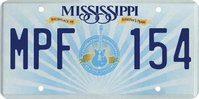 MS license plate MPF154