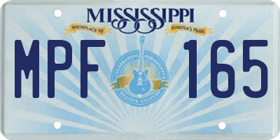 MS license plate MPF165