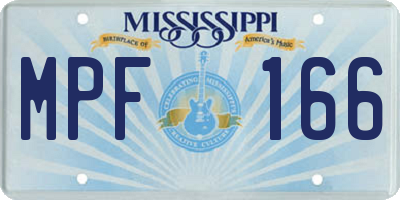 MS license plate MPF166