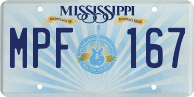 MS license plate MPF167