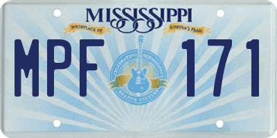MS license plate MPF171