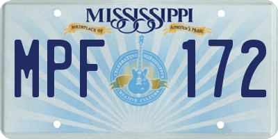 MS license plate MPF172