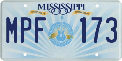 MS license plate MPF173