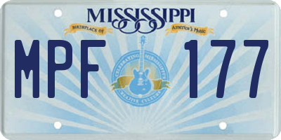 MS license plate MPF177