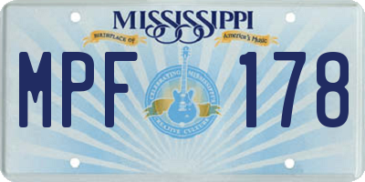 MS license plate MPF178
