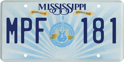 MS license plate MPF181