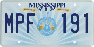 MS license plate MPF191