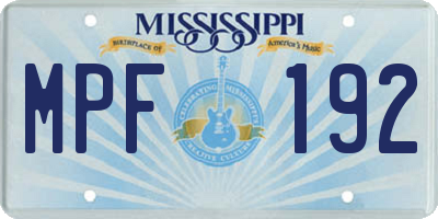 MS license plate MPF192