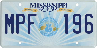 MS license plate MPF196