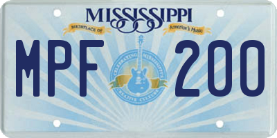 MS license plate MPF200
