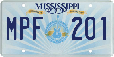 MS license plate MPF201