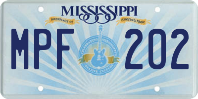 MS license plate MPF202