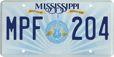 MS license plate MPF204